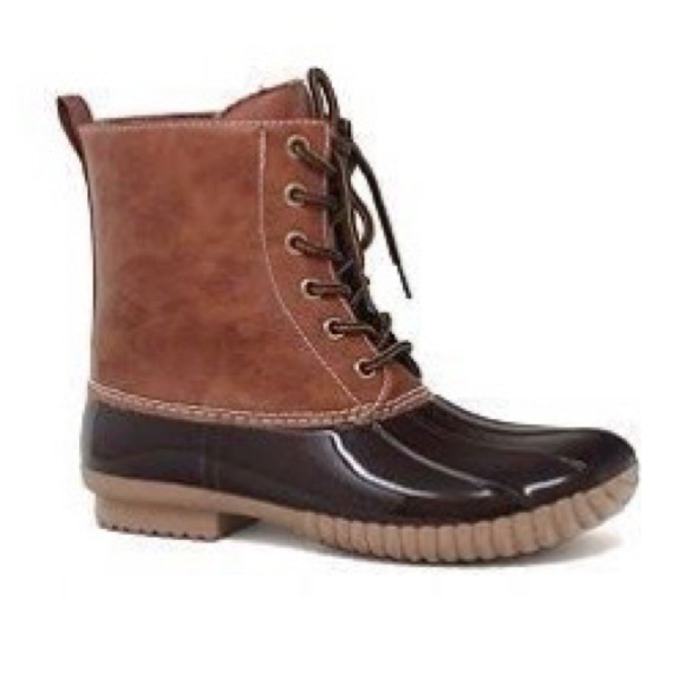 Yoki Dylan Brown Faux Leather Winter Rubber Duck Boots Womens Size 8.5